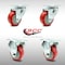 Service Caster 3 Inch SS Red Polyurethane Swivel Top Plate Caster Set with 2 Rigid SCC SCC-SS20S314-PPUB-RED-2-R314-2 - alternate 1